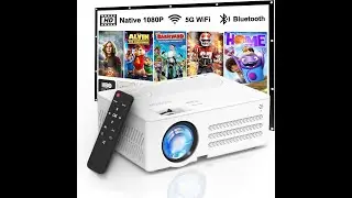 Native 1080P Projector with WiFi and Bluetooth, Full HD Portable Outdoor Movie Projector