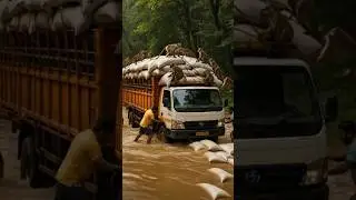 Humans & Monkeys Team Up to Save Truck from Water! 😱🚛
