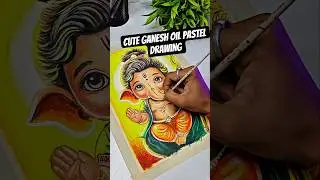 Little Cute Ganesha Oil Pastel Drawing 🚩😍 #shorts #ganeshdrawing #ganpatibappa #oilpastel #ganesh