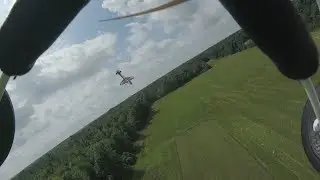 3D Chase; RC Plane with Gopro following large aerobatic plane. Takeoff, aerobatics and landing.