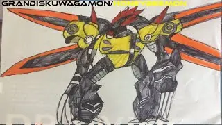 master designs how to draw grandiskuwagamon/honeybeemon fusion