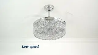 Retractable Blades AC Motor Low Energy Crystal Ceiling Fan Light For Bedroom