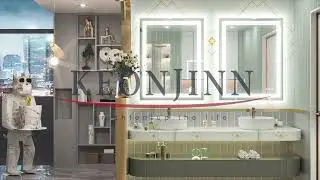 Keonjinn LED Frontlit and Backlit Bathroom Mirror with Lights Stepless Adjustable 3 Colors Anti Fog