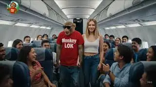 ✈️🍴 Plane Mein Bander ka Samosa Wala Hungama! | Air Hostess vs Monkey Comedy #monkeycomedy
