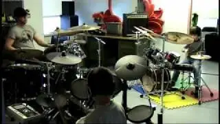 Amazing 7 year old drummers (drum trio rehearsal) - part 1