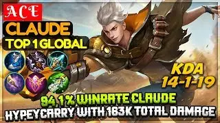 94,1 % Winrate Claude, Hyper Carry With 163k Total Damage [ Top 1 Global Claude ] A C E Claude