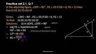 SSC Class 10 Geometry | Pythagoras Theorem | Practice Set 2.1 | Question No 7 | Short Solutions