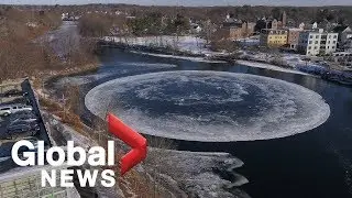 Floating 'ice disk' in Maine draws comparisons to flying saucer