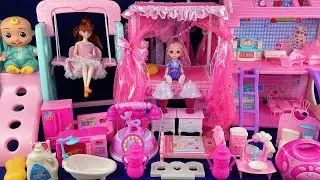 12 Minutes Satisfying with Unboxing Pink Princess Doll House Collection Review Toys | ASMR