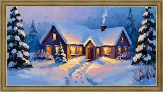 Winter Snowy Village Paintings | 1HR 4K Cozy Christmas TV Art Screensaver
