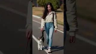 girl walking with cat 🐈😺 #cat #cats #girl #girls #trendingnow #viralvideo #dance #dancevideo #dancer