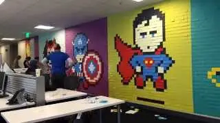 Superhero Post-it Mural Office Decor