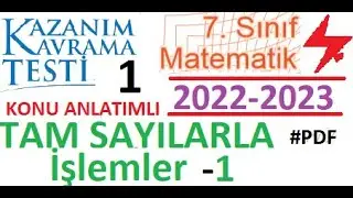 7. Sınıf | MEB | Kazanım Testi 1 | 2022 2023 | Matematik | Tam Sayılarla İşlemler 1 | Çözümleri