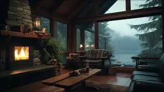 Cozy cabin on the lake &mdash; Rain and fireplace sounds for cozy ambience