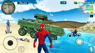 Rope Frog Ninja Superhero and Military Tank in Open World Game - Android Gameplay