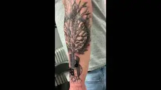 Guitar and Tree Tattoo