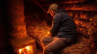 Building a Cozy Log Cabin, with a clay stove. Cozy Shelter, Secret Dugout, Bushcraft, Survival