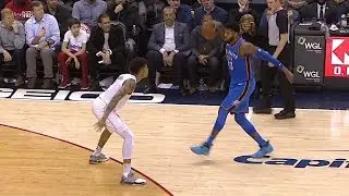 Paul George dances on Kelly Oubre who gets a little salty and fouls him | Thunder vs Wizards