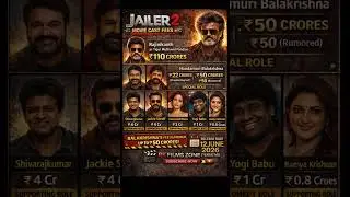 Jailer 2 Movie Cast Fees Reveale 🔥 #moviebudget  #rkfilmszone #castfees #rajnikanth