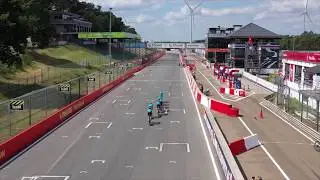 Pro Cycling Team training on F1 circuit Zolder. Video from drone.