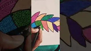 Easy to draw a design colourful feather 🪶 .#painting #DIY #colourful painting 