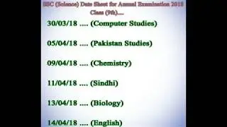 SSC Part 1 & 2 Date SHeet 2018 Science Group By Rangeen Dunya