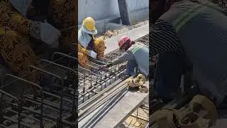 Used tie wire for install stirrup of top up beam