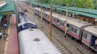Teesta torsa Express crossing Kalyani simanta to sealdah local at Barrackpore station