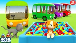 Mobil Penolong & Bus Berwarna-warni. Kartun Anak tentang Mobil dan Truk. Game untuk Anak 🚒