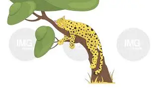 Leopard sleeping on tree 2D character animation