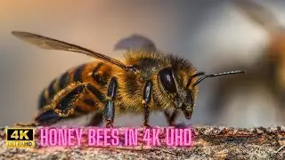 Honey Bees In 4K UHD - 4K Honey firm video - Relaxing Music