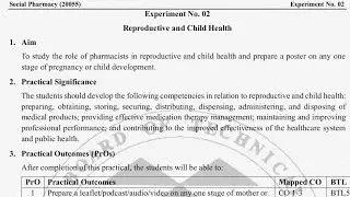Social Pharmacy Experiment 2 | Reproductive & Child Health | F Y D Pharm MSBTE Manual | BrightPharma
