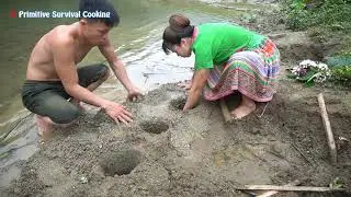 Primitive Life - Dig Deep Mud Pit To Build Fish Trap Unique - Dig Secret Pit Catch Fish For Survival