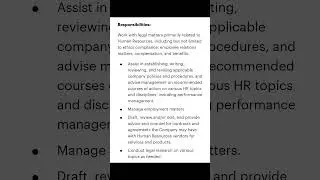 Job for LLB freshers/law graduates..Link  