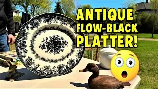 Valuable FLOW BLACK Antique Platter Found At Garage Sale!  🤯🤯