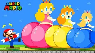 Super Mario Bros. but Mario Rescue x3 Giant BUTT Princesses | Game Animation