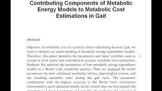 Contributing Components of Metabolic Energy Models to Metabolic Cost Estimations in Gait