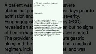 CCS medical coding questions no 22 || ICD 10 PCS and CM, cpt #ccs #cpc #medical #medicalcoding