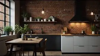 Неприкрытая элегантность: проектирование минималистской кухни с открытыми кирпичными стенами.