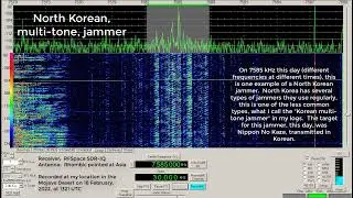 North Korean Multi-tone Jammer, 7585 kHz, AM mode, 18 February, 2022 1321 UTC