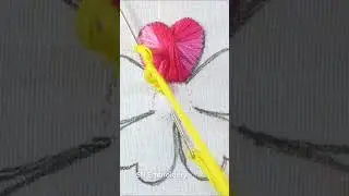 ❤️amazing heart shape flower embroidery tutorial for beginners❤️ #shorts
