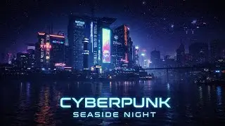 Cyberpunk Seaside City at Night 🌠 Futuristic Waterfront Ambience | Neon Skyline & Flying Ships