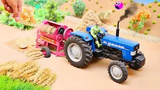 Mini Tractor Threshing Wheat | Amazing Village Machine Project | DIY Thresher Working Video 