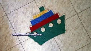 TAPETE EM CROCHÊ INFANTIL NAVIO COLORIDO - passo a passo edinir croche - parte 1