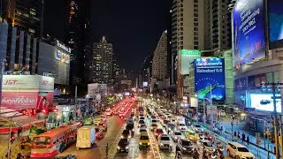 4K Thailand Travel 🇹🇭 Walking Downtown Bangkok | Makkasan Airport Rail Link Station to Asok