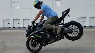 Learning motorcycle stoppies endos zx6r stunt