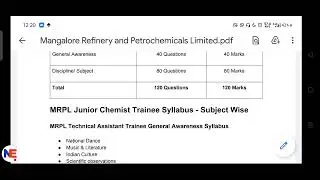 MRPL SYLLABUS 2021