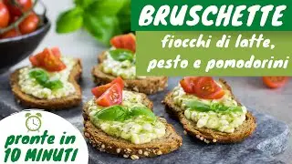 Bruschette con fiocchi di latte e pesto