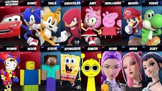 Sonic vs Peppa vs Mario vs Amy vs Roblox vs Minecraft vs Fortnite vs Car | Super Smash Bros Ultimate