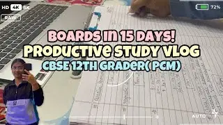 Boards in 15 days| Study vlog 12th grader PCM stream  #boards2026 #cbseclass12 
